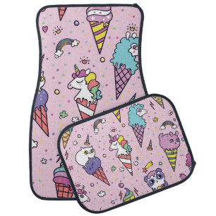 Cute Animal Ice Cream Cones Car Floor Mat