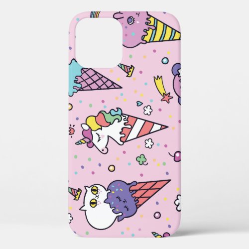 Cute Animal Ice Cream Cones iPhone 12 Case