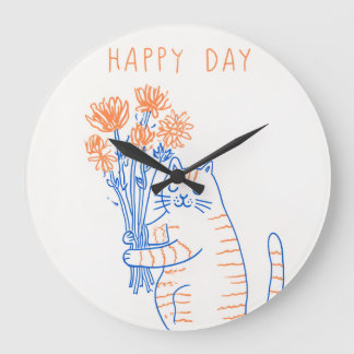 Cute Animal Illustration Round Wall Clock
