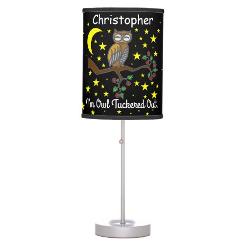 Cute Animal _ Im Owl Tuckered Out _ Personalized Table Lamp