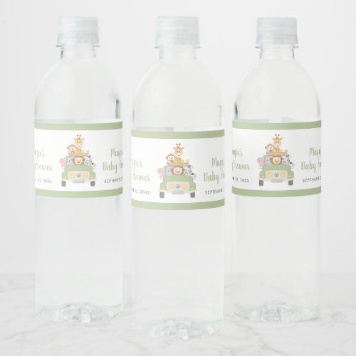 Cute Animal Jungle Safari Baby Shower Water Bottle Label