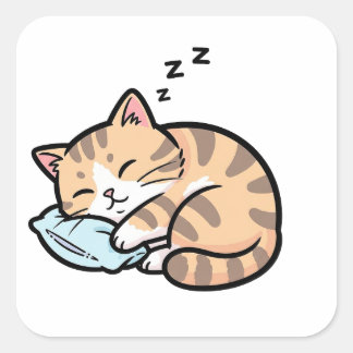 Cute Animal Kawaii Cat Square Sticker