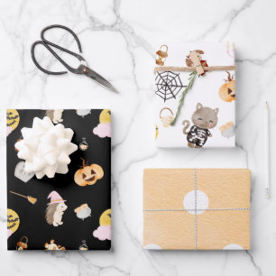 Cute Animal Kid Halloween Party Wrapping Paper Sheets