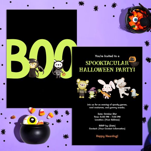 Cute Animal Kids Spooktacular Halloween Party Invitation