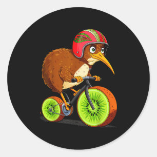Cute Animal Kiwi Cycling New Zealand Classic Round Sticker