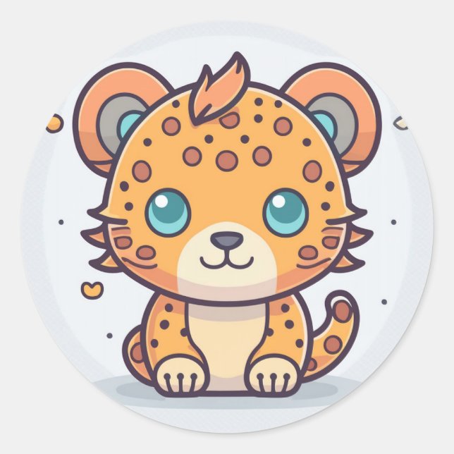 Cute Animal Leopard Classic Round Sticker (Front)