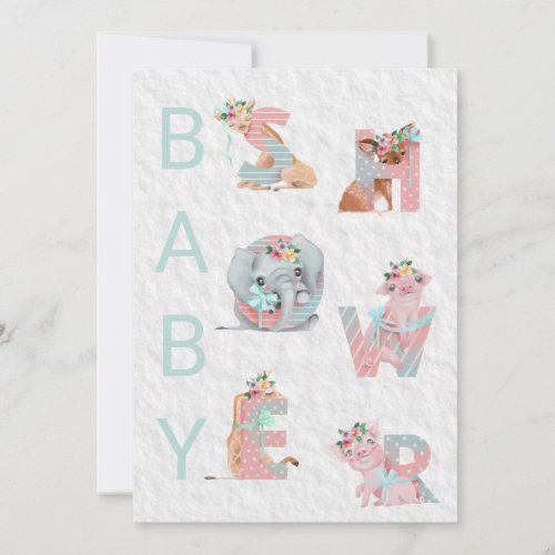 *~* Cute Animal Letters Baby Shower Invitation