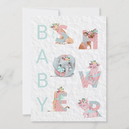 *~* Cute Animal Letters Baby Shower Invitation
