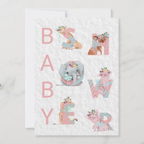 *~* Cute Animal Letters Baby Shower Invitation