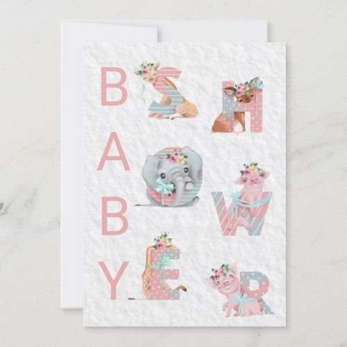  Cute Animal Letters Baby Shower Invitation