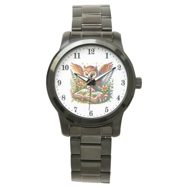 Cute animal lovers reading owl watch (Front)