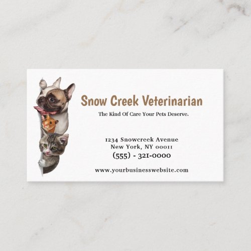 Cute Animal Medical Veterinarian Clinic Pet Business Card