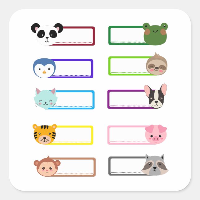 CUTE ANIMAL NAME TAG STICKERS (Front)