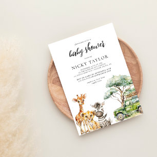 Cute Animal Nursery Safari Baby Shower Invitation