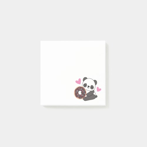 Cute Animal Panda Bear Pink Heart Donut  Post_it Notes