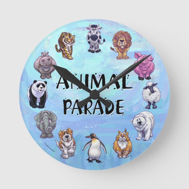 Cute Animal Parade Menagerie Clock (Front)