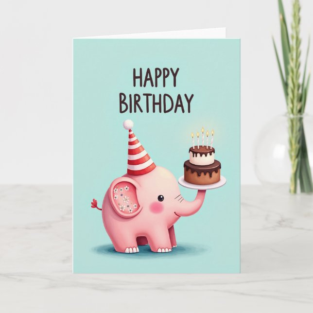 Cute Animal Party Hat Card (Front)