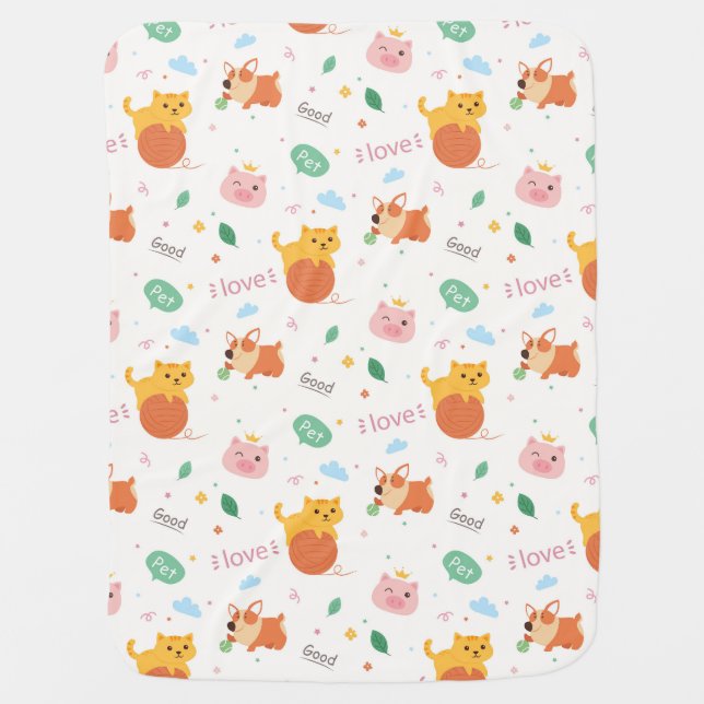 Cute Animal Pattern Kid Blanket (Front)