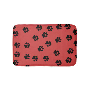 Cute Animal Paw Print Pattern Black Bathroom Mat