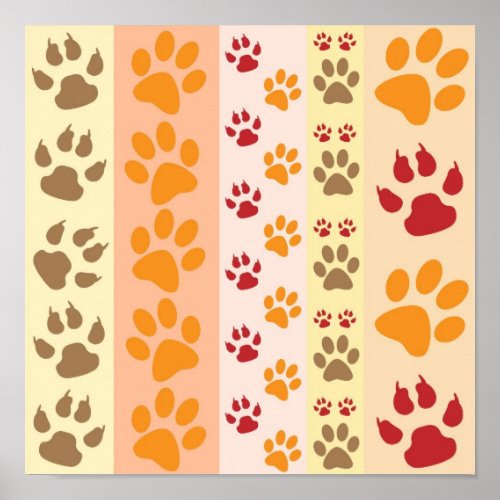 Cute Animal Paw Prints Pattern in Natural Colors