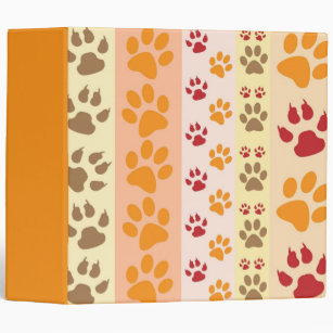 Cute Animal Paw Prints Pattern in Natural Colors Binder