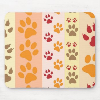 Cute Animal Paw Prints Pattern In Natural Colors Mouse Pad by Mirribug at Zazzle