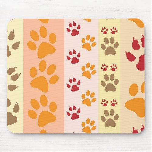 Cute Animal Paw Prints Pattern in Natural Colors Mouse Pad