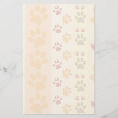 Cute Animal Paw Prints Pattern in Natural Colors Stationery