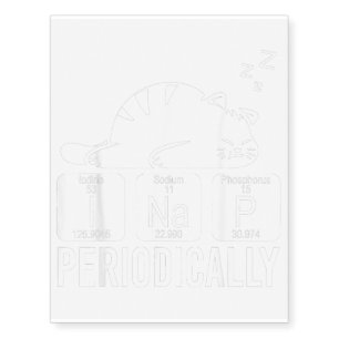 Cute Animal Periodic Table Funny Chemist Gift Cat Temporary Tattoos