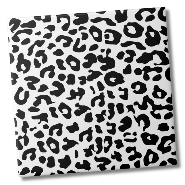 Cute Animal Print Pattern Black White Leopard Ceramic Tile (Cute Animal Print Pattern Black White Leopard Ceramic Tile)