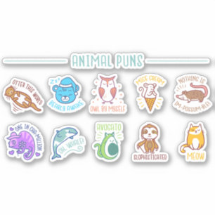CUTE ANIMAL PUNS SET STICKER