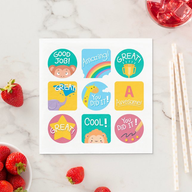 Cute Animal Reward Motivational Classroom Labels  Napkins (Creator Uploaded)