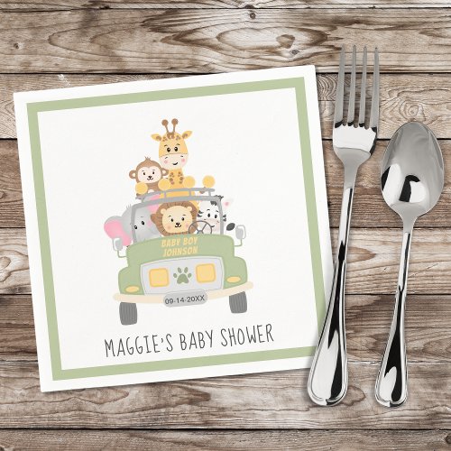 Cute Animal Safari Baby Shower Napkins