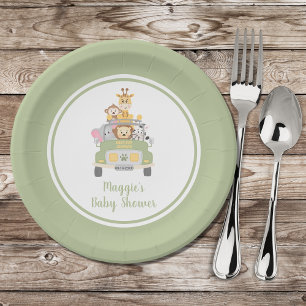 Cute Animal Safari Baby Shower Paper Plates