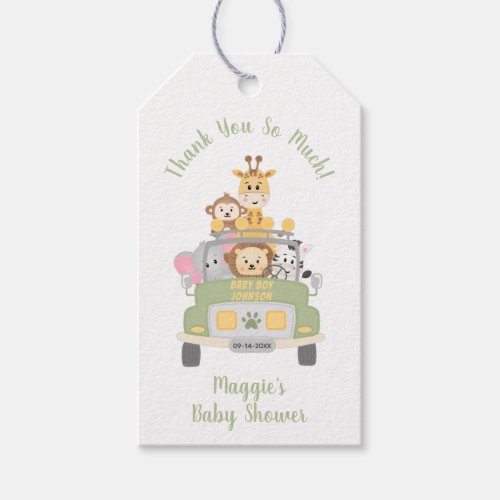 Cute Animal Safari Baby Shower Thank You Gift Tags