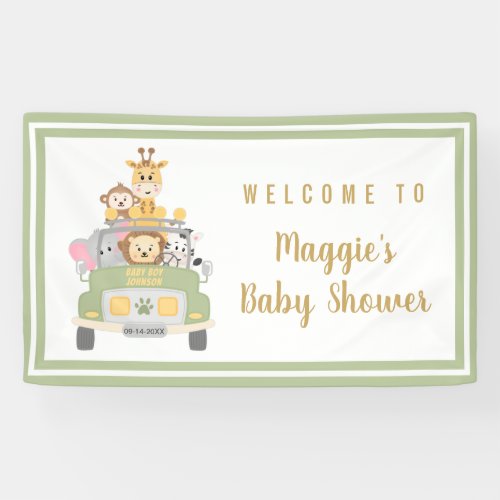 Cute Animal Safari Baby Shower Welcome Banner