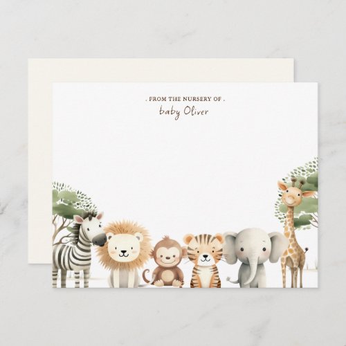 Cute Animal Safari From the nursery of  Thank You Card