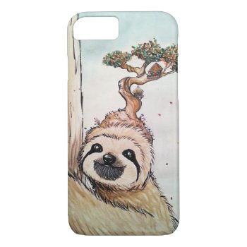 Cute Animal Sloth With Bonsai Tree House Iphone 8/7 Case by CloudCatDesigns at Zazzle