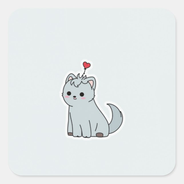 Cute Animal Square Sticker (Front)