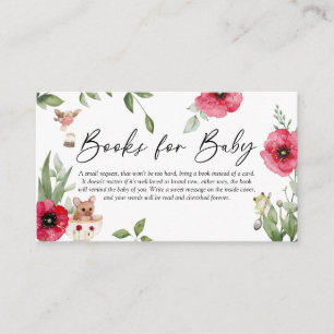 Cute Animal Tea Party Baby Shower Books for Baby Enclosure Card