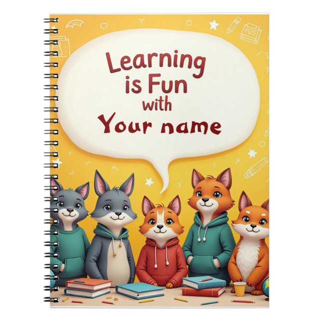 Cute Animal Teachers Editable Learning Notebook (Front)