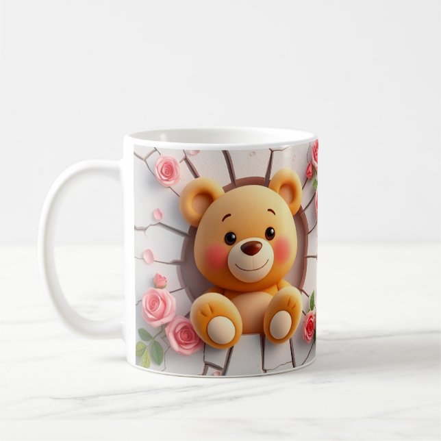 cute animal teddy bear Mug Wrap: 3D Design (Left)