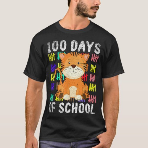 Cute Animal Tiger Asia Cute Student Gift 100 Days  T_Shirt