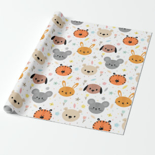 Cute animal tiger rabbit bear pattern  wrapping paper