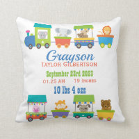 Cute Animal Train Baby Birth Announcement