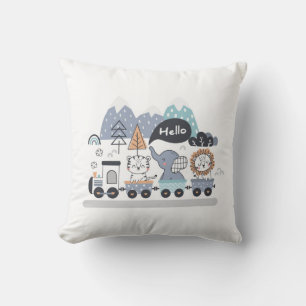 Cute Animal Train Cushion - Adorable Nursery Decor