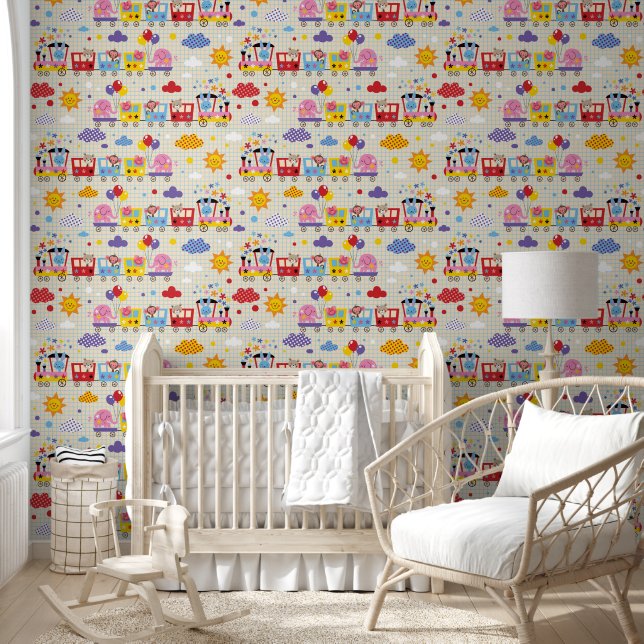 Cute Animal Train Design Kids  Wallpaper (Kids)