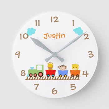 Cute Animal Train Kids Nursery Wall Clock by OS_Designs at Zazzle