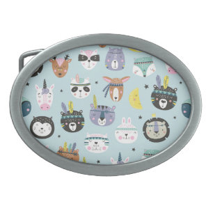 Cute Animal Tribal: Boho Pattern Belt Buckle