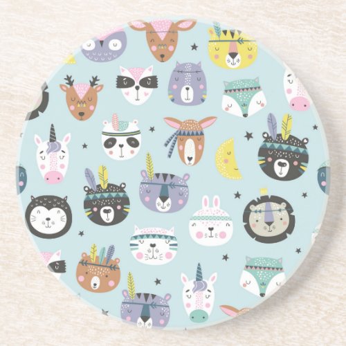 Cute Animal Tribal Boho Pattern Coaster